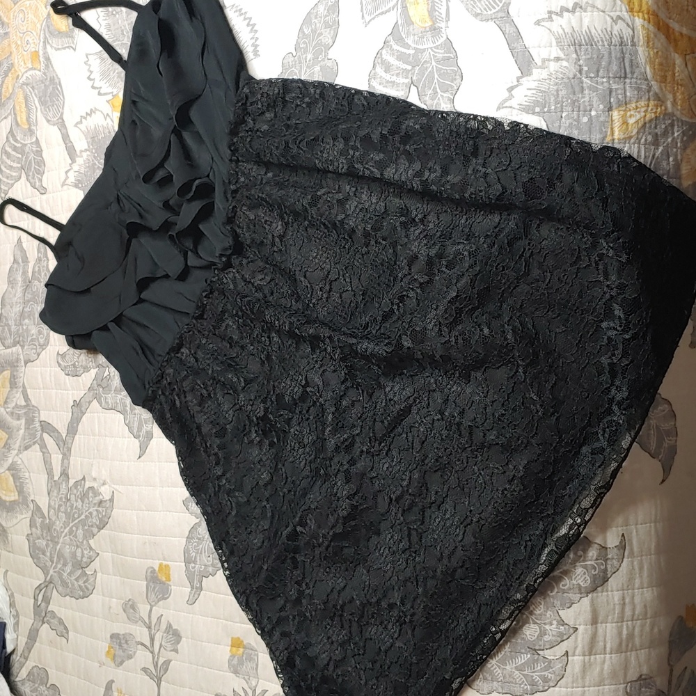 Xhilaration Black Lace Ruffled Dress
